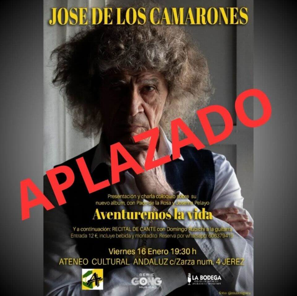 ¡¡APLAZADO!!! Presentación y charla coloquio del nuevo álbum de José de los Camarones: 'Aventuremos la vida'. Con Paco de la Rosa y Josema Pelayo. Recital: José de los Camarones y Domingo Rubichi